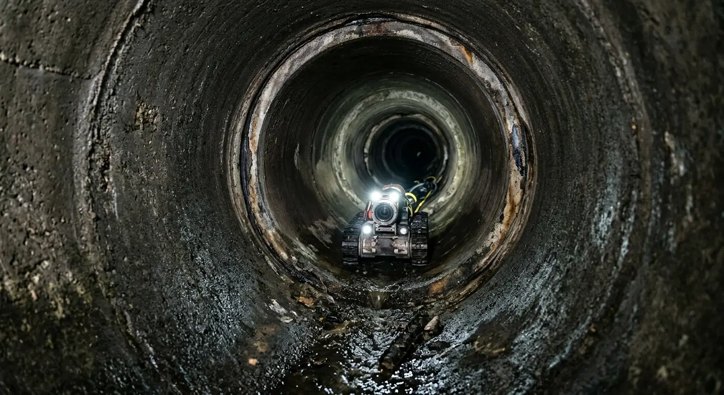 Robotic sewer camera inspecting pipe interior for Drain Snake Service in On Top of the World